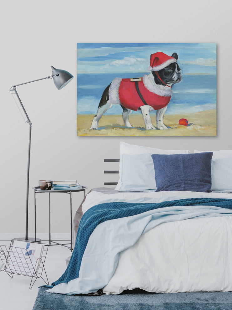 "Santa at the Beach" Painting Print on Wrapped Canvas, 18x12