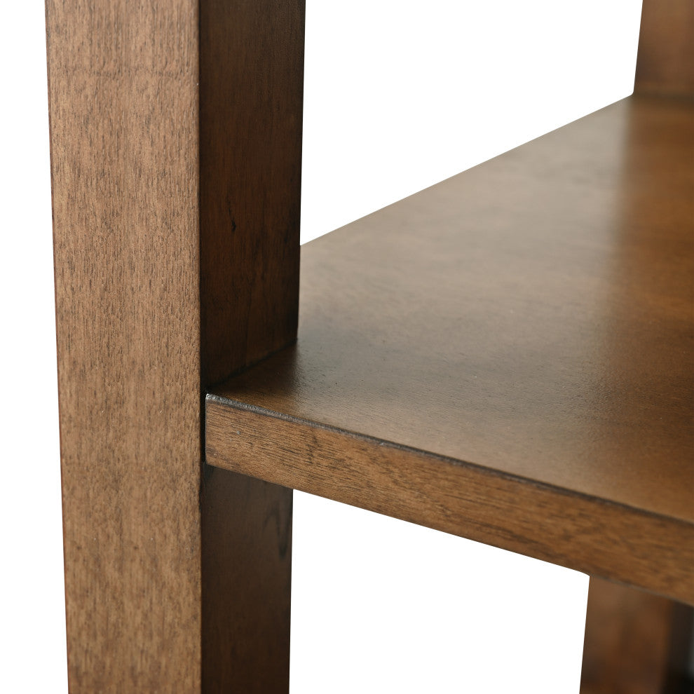 Vanity Art 21" Freestanding Linen Cabinet, Linear Walnut, Matte Black Handle