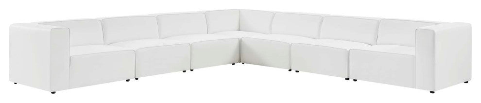 Sectional Sofa Set, Faux Vegan Leather, White, Modern, Living Lounge Hospitality