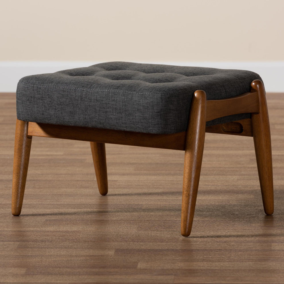 Ester Ottoman Footstool, Dark Gray/Walnut Brown