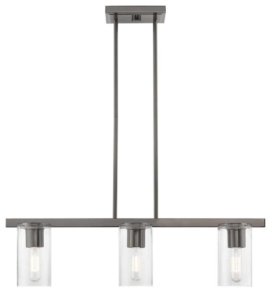 Clarion 3 Light Black Chrome Linear Chandelier