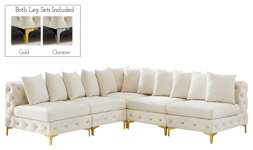 Tremblay Modular Sectional, Cream, L-Shaped, 5-Piece: Armless (4), Corner (1)