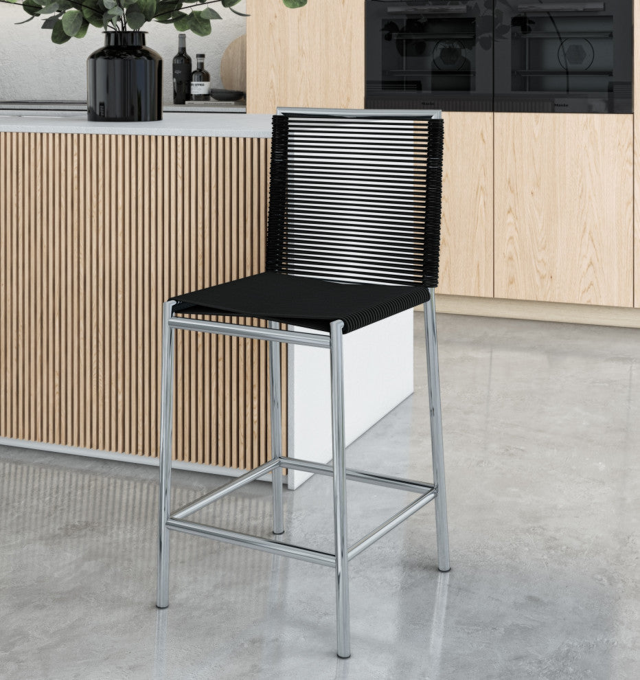 Modrest Lathrop Modern Black Outdoor Counter Stool