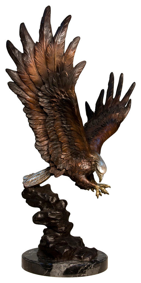 35" Swooping Eagle With  Marble Base Sculpture