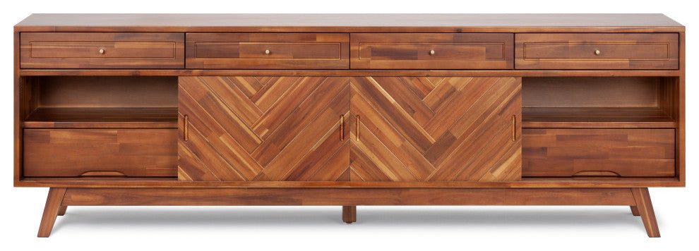 Herringbone High TV Stand, Walnut