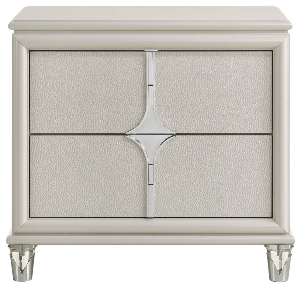 Olivia 2-drawer Nightstand Bedside Table Pearl White