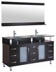 LessCare Vanity Cabinet LV1-60B With Double Sink Glass Top and Mirror