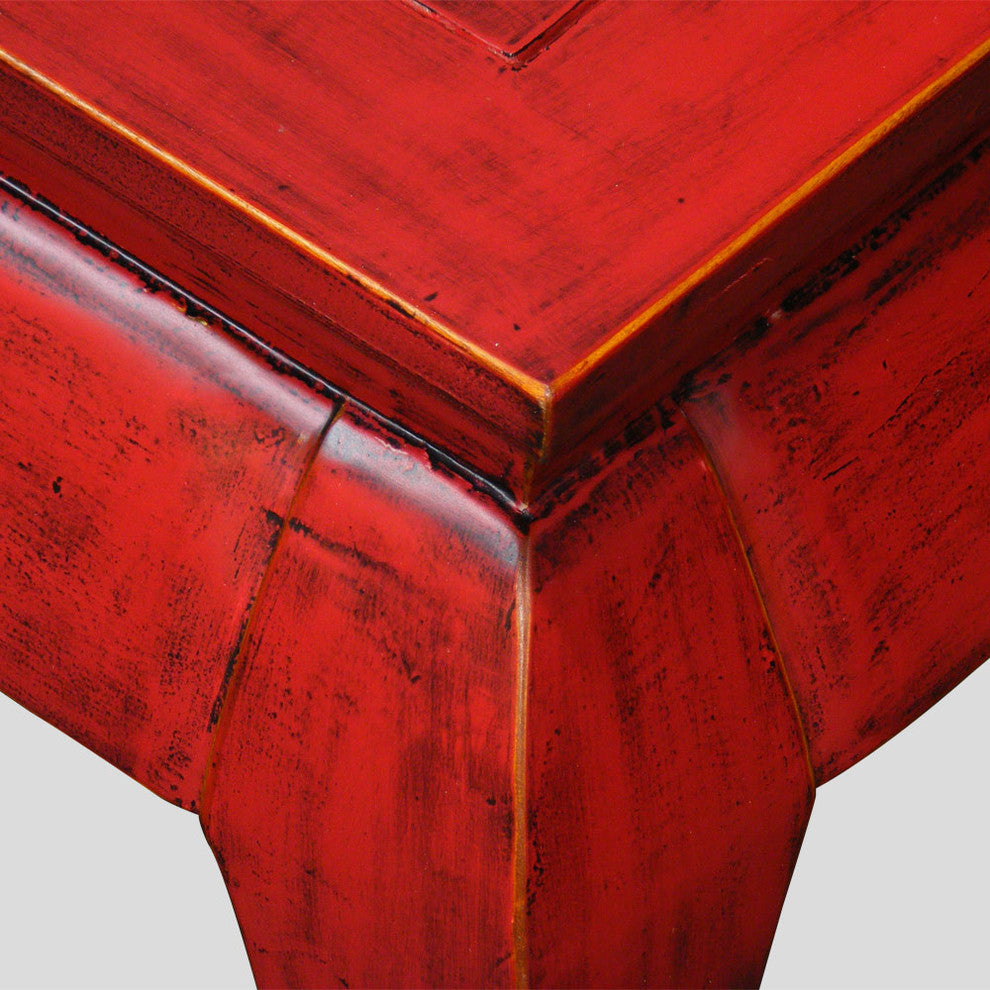 Chow Leg Square Table, Red