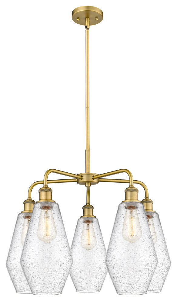 Cindyrella 5-Light 25" Stem Chandelier, Brushed Brass, Seedy Shade