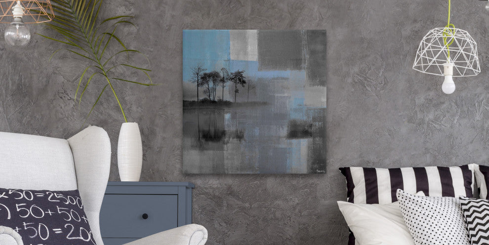 "Blue Horizon" Painting Print on Wrapped Canvas, 18"x18"