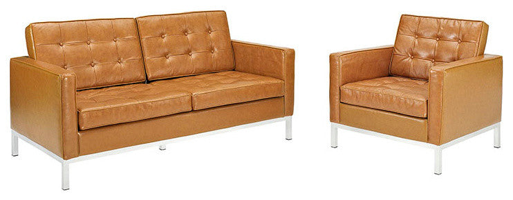 Modern Contemporary Living Room Loveseat 2-Piece SetSet Tan