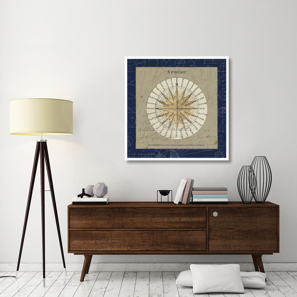 "Sphere Compass Blue" Digital Paper Print by Sue Schlabach, 42"x42"