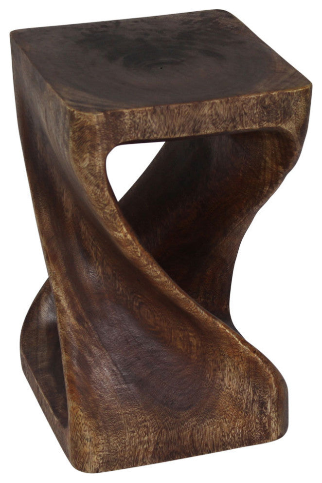 HaussmannÂ® Original Wood Twist Stool 10 X 10 X 16 In High Mocha Oil