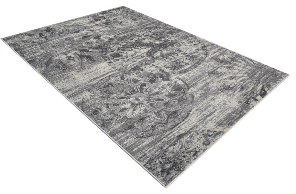 MACHINE MADE HEATSET POLYPROPYLENE AREA RUGS -Silver Ivory,Contemporary Design, [Rectangle] 4'x6'