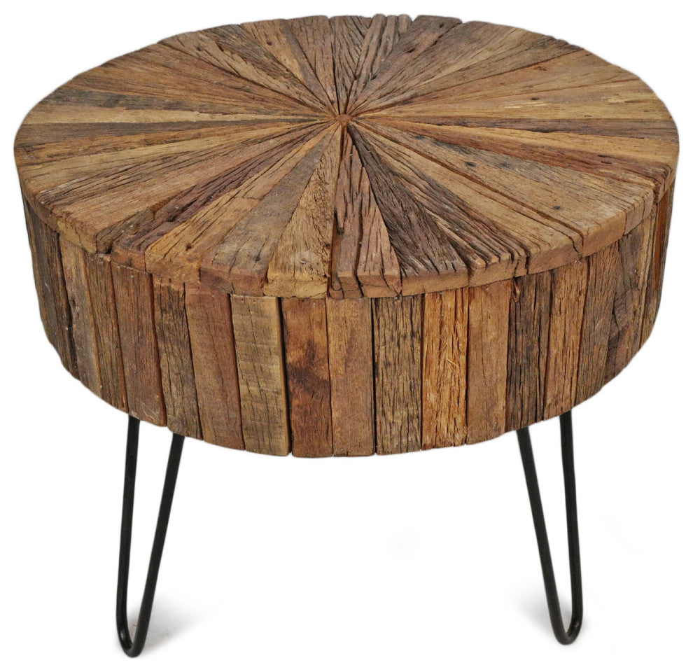Salvaged Wood Pinwheel Side Table