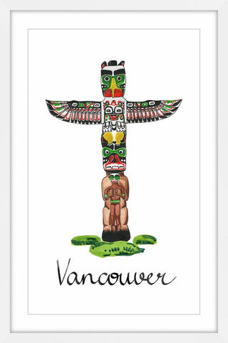"First Nations Totem Pole" Framed Painting Print , 16x24