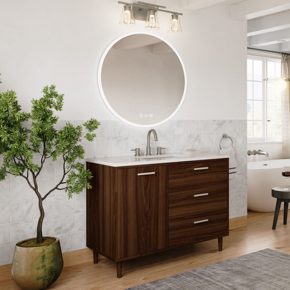 The Darby Bathroom Vanity, Walnut, 42", Single Sink, Freestanding