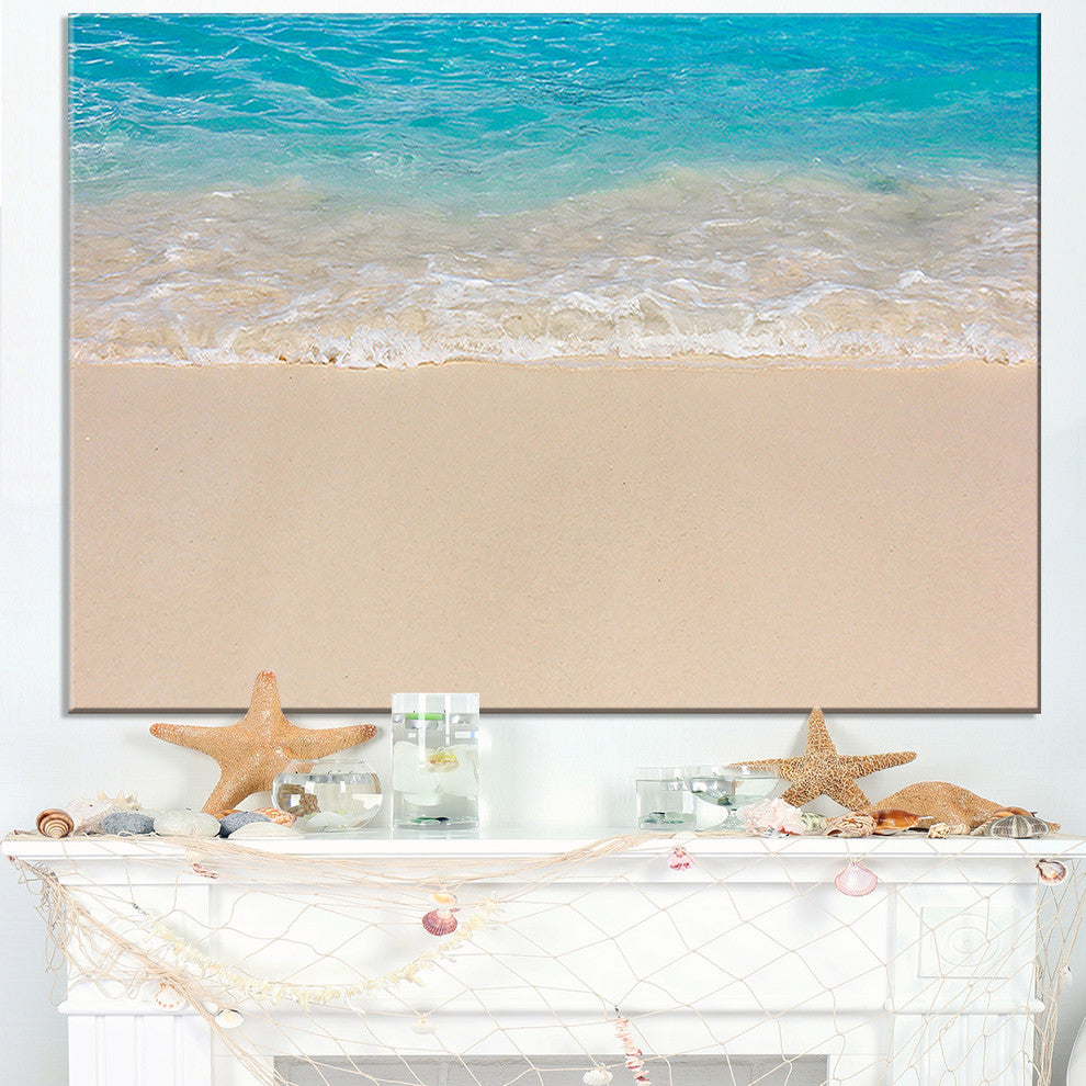 "Serene White and Blue Waters" Seashore Canvas Print, 40"x20"