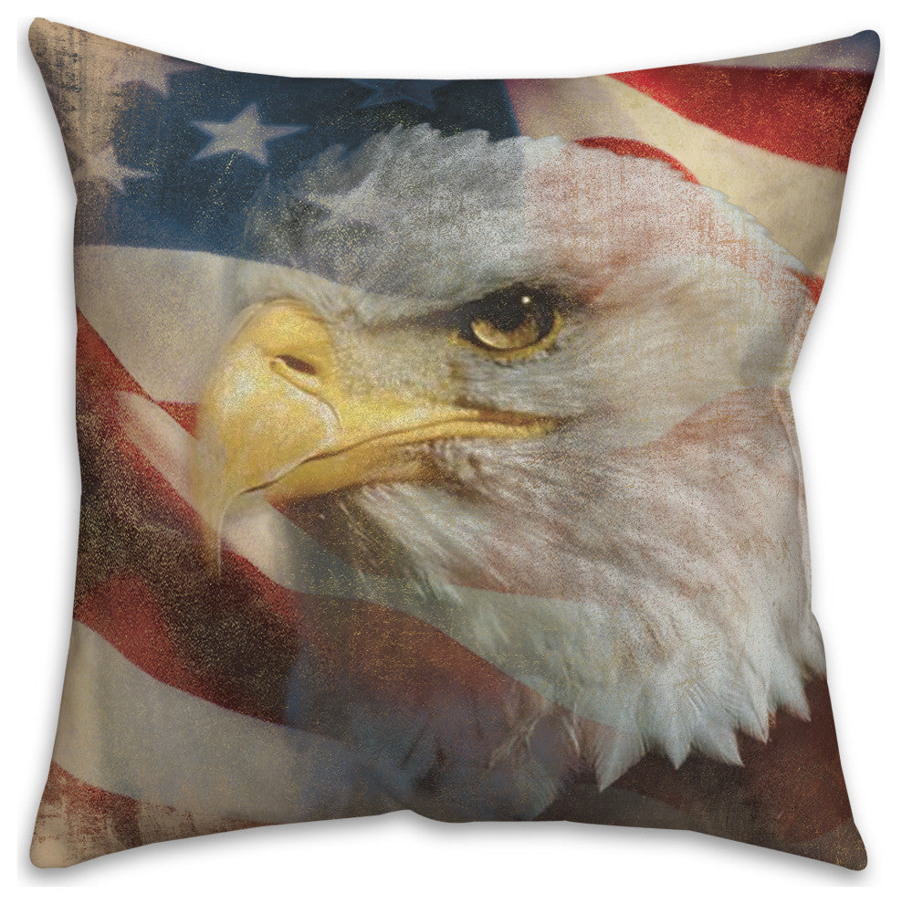 Patriotic Eagel 18x18 Throw Pillow