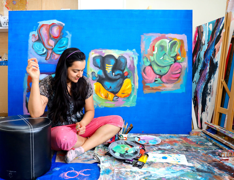 Abstract GANESHA Texture Painting, spiritual abstract expressionism figurative