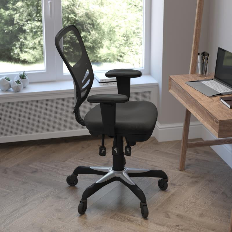 Nicholas Mid-Back Multifunction Ergonomic Office Chair-Black