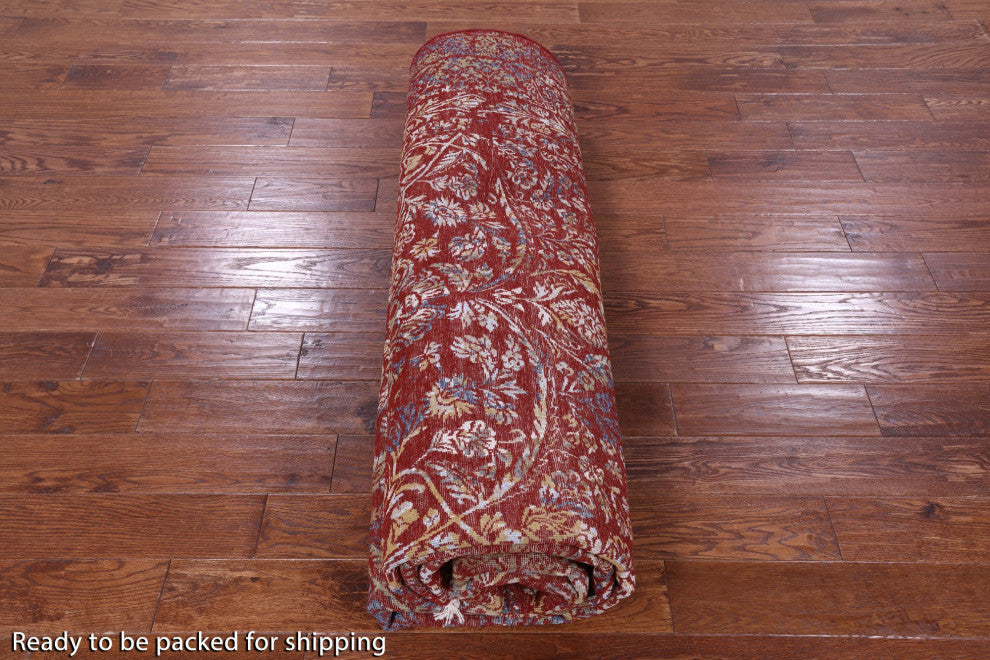 9' 1" X 12' 2" Modern Hand Knotted Wool and Silk Rug Q11353