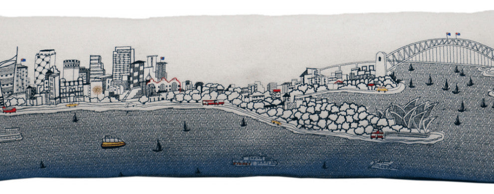 46" White Sydney Daylight Skyline Lumbar Decorative Pillow
