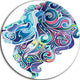 Blue Lion Abstract Art, Animal Digital Art Round Wall Art, 11"