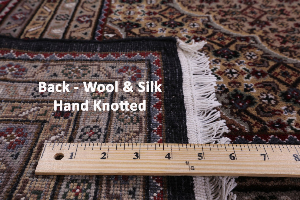7' 11" X 10' 1" Persian Tabriz Wool and Silk Hand Knotted Rug Q8913