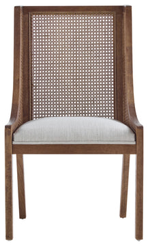 Wendell Rustic Fabric Upholstered and Cane Dining Chairs, Set of 2, Beige/Brown