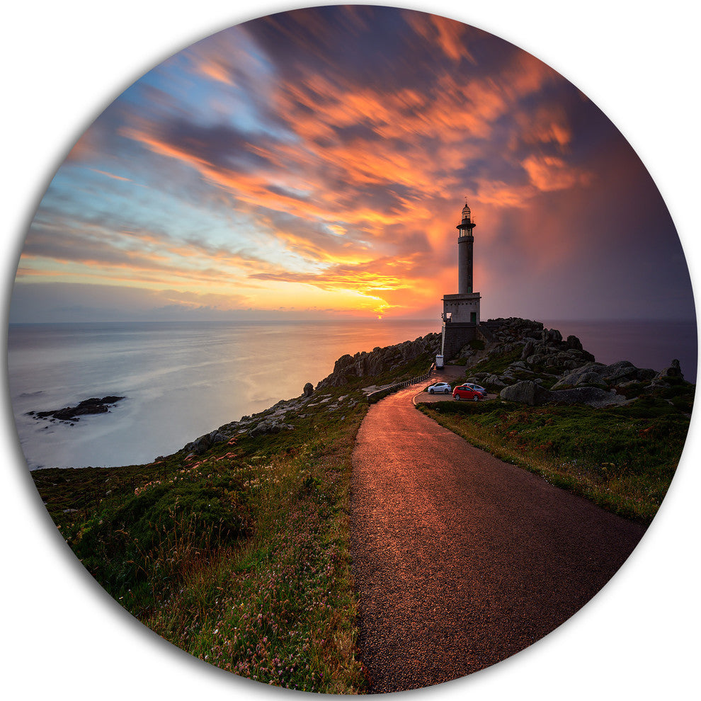 Punta Nariga Lighthouse Spain, Seashore Photo Disc Metal Wall Art, 23"