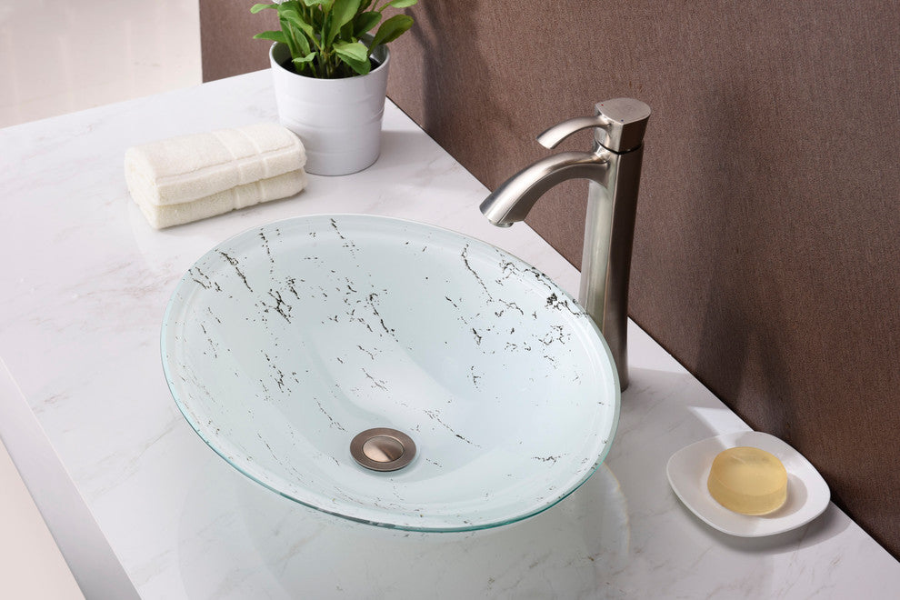 Marbela Series Vessel Sink, Marbled White
