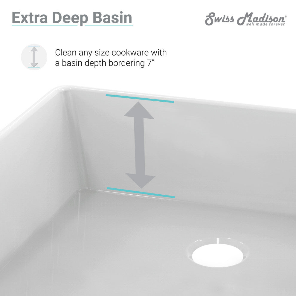 Delice 30"x18" Ceramic, Farmhouse Kitchen Sink With Apron