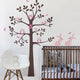 Tree Wall Decal With Animals, Owl Rabbit Bird Tree Wall Decal, Scheme C, Standar