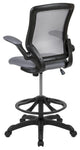 Mid-Back Mesh Ergonomic Drafting Chair With Adjustable Foot Ring, Dark Gray