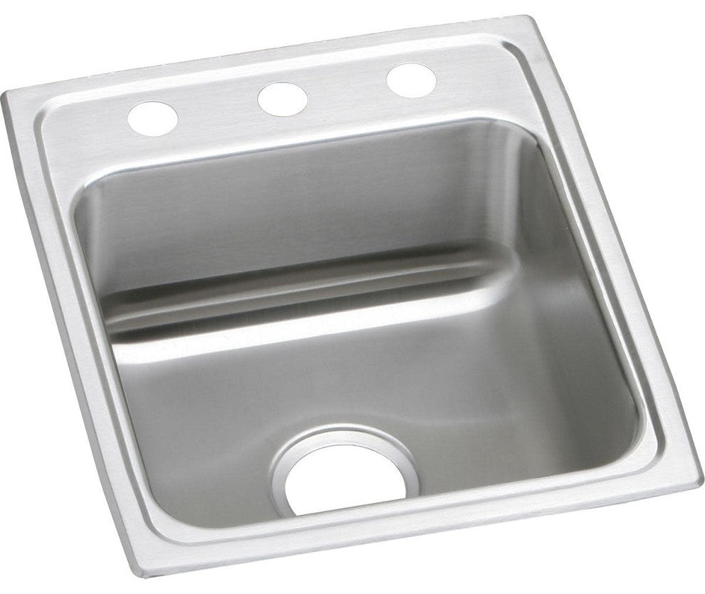 Elkay LRAD172055 Lustertone 17" Drop In Single Basin Stainless - 3 Faucet Holes