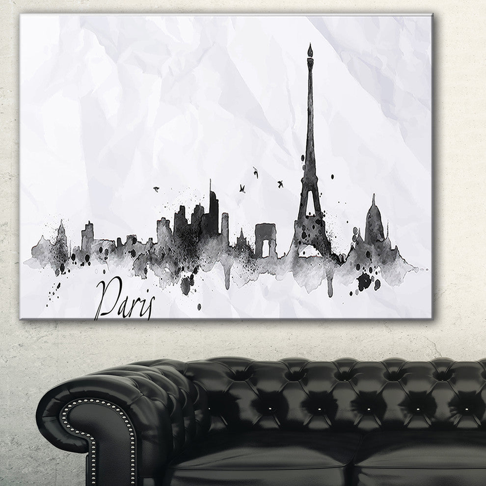"Paris With Eiffel Silhouette" Canvas Print