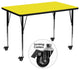Mobile 36''W x 72''L Rectangular Yellow HP Laminate Table - Adjustable Legs