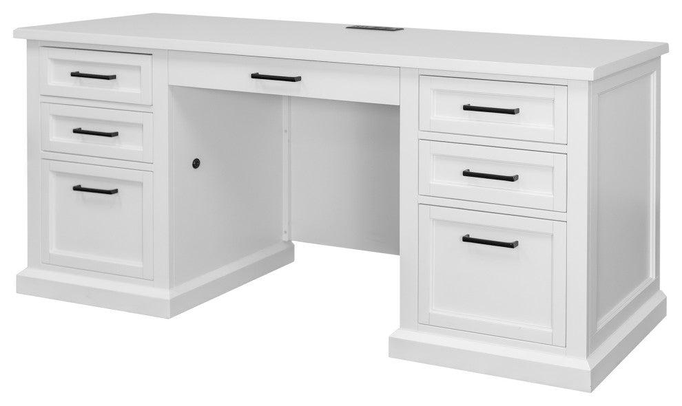 Modern Wood Desk Office Writing Table Credenza Fully Assembled White Finish
