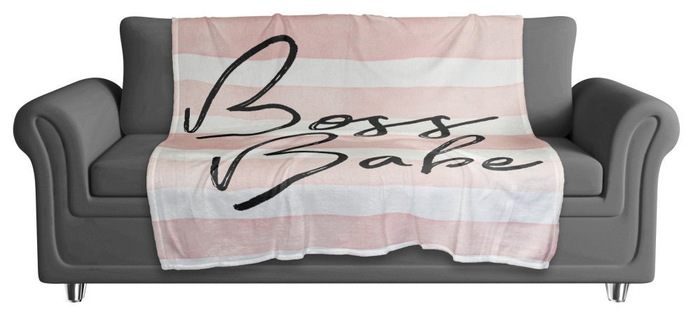Boss Babe Stripes 50x60 Coral Fleece Blanket