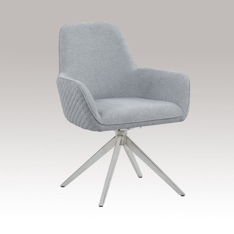 Upholstered Armchair with Chrome Base, Gray