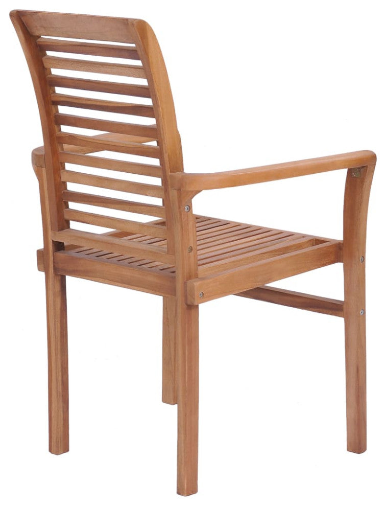 vidaXL Dining Chairs 4 Pcs Stacking Accent Kitchen Living Room Chair Solid Teak