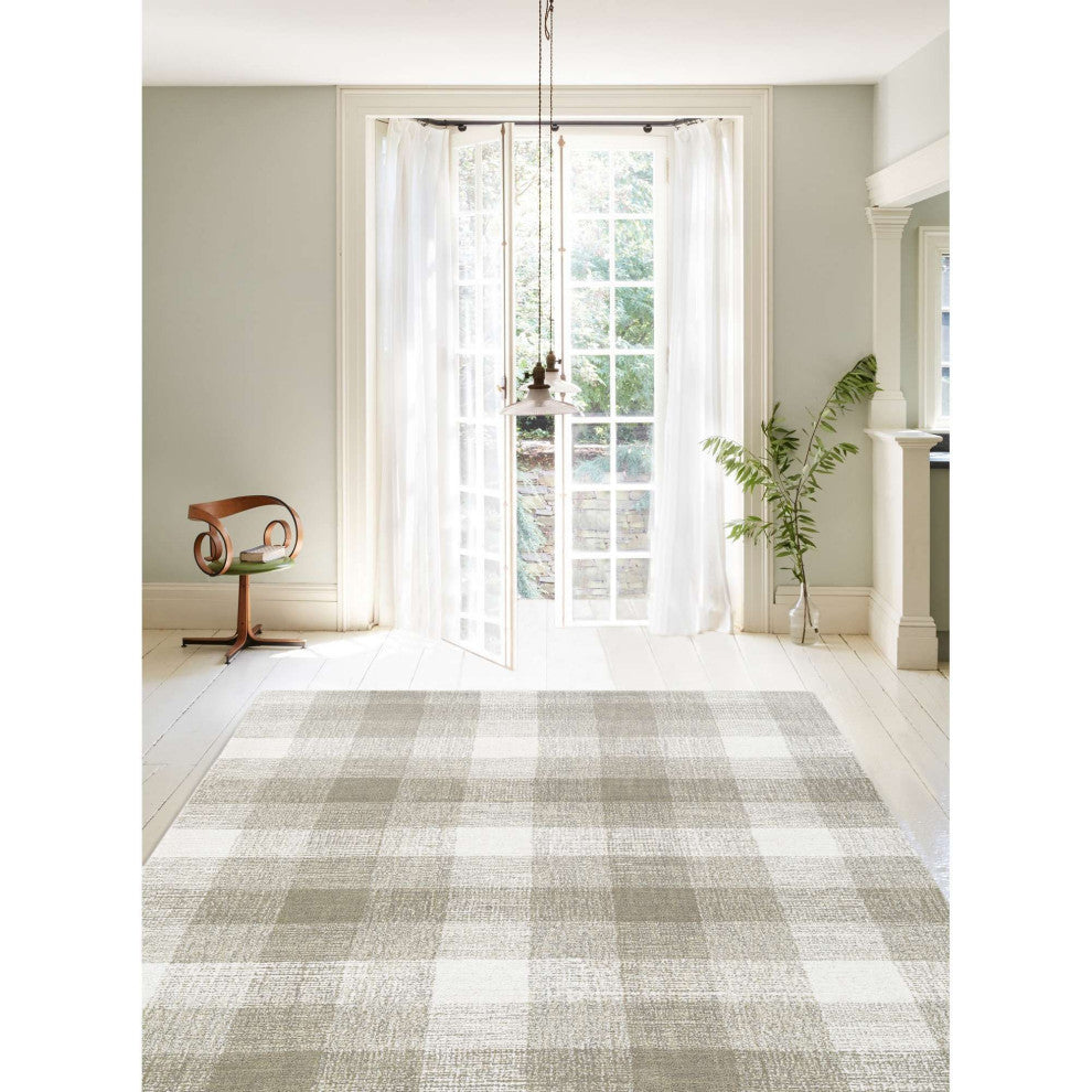 Jaipur Plaid Area Rug, Gray, 2'6"x8'