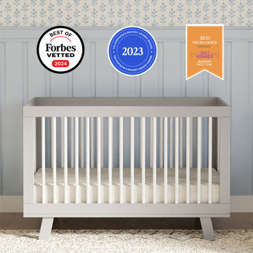 Hudson 3-in-1 Convertible Crib With Toddler Bed Conversion Kit, Grey White