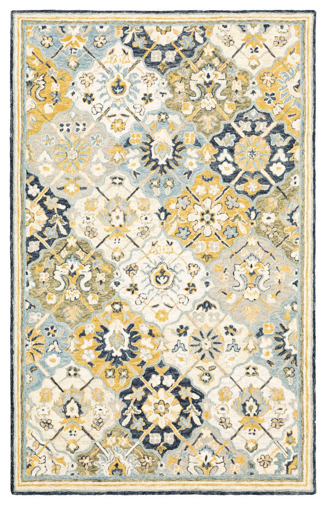Oriental Weavers Alfresco Blue/ Gold Geometric Indoor Area Rug 10'X13'
