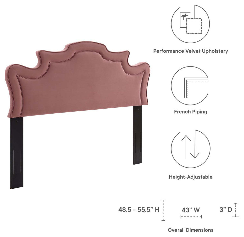 Evangeline Performance Velvet Twin Headboard, Dusty Rose