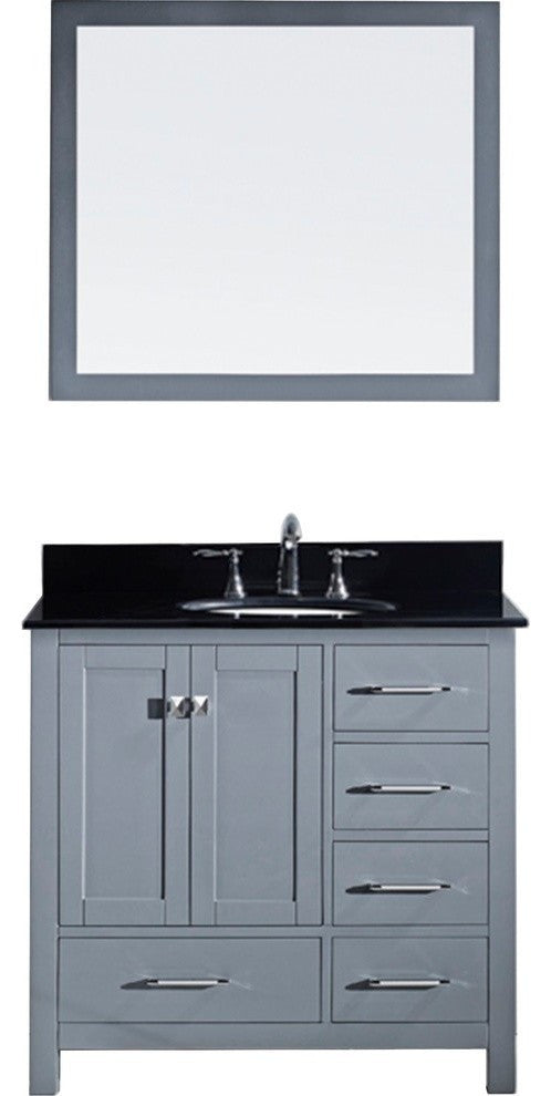 Caroline Avenue 36" Single Bathroom Vanity Set Gray, Granite Top