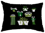 Present Time 14"x20" Decorative Holiday Outdoor Pillow, Black