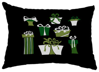 Present Time 14"x20" Decorative Holiday Outdoor Pillow, Black