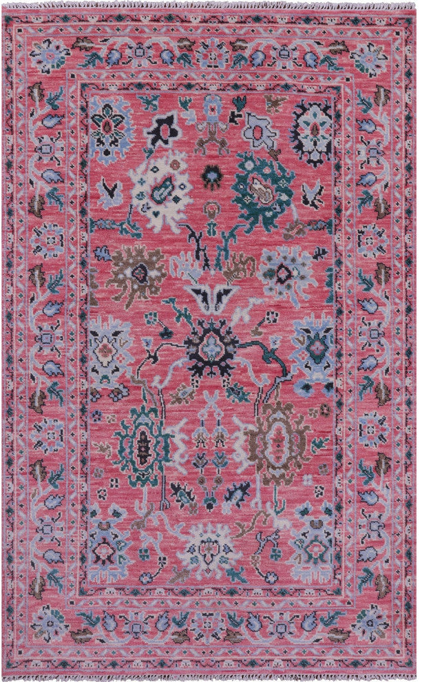 5' 1" X 8' 2" Hand Knotted Turkish Oushak Wool Rug - Q15939